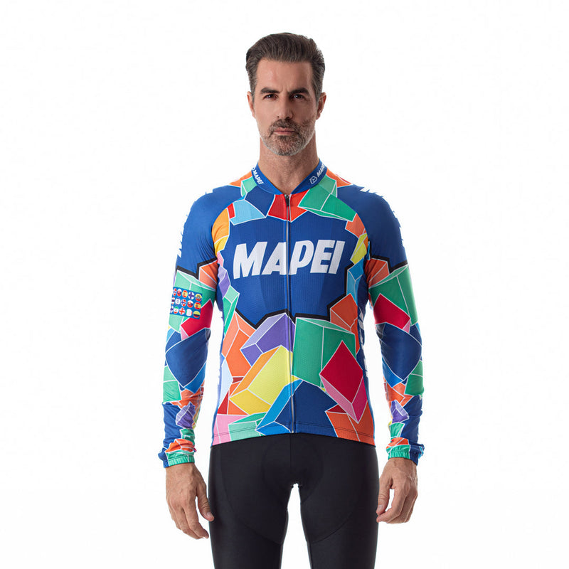 Retro Mapei voor heren met lange mouwen fietstrui met lange mouwen