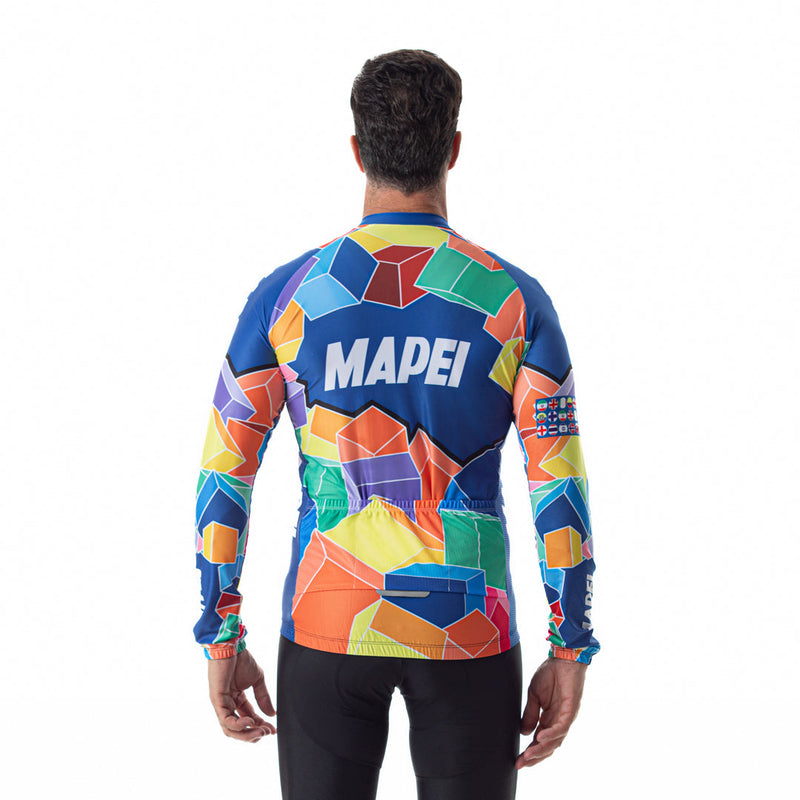 Retro Mapei voor heren met lange mouwen fietstrui met lange mouwen