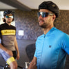 Maglia da ciclismo a gradiente blu maschile