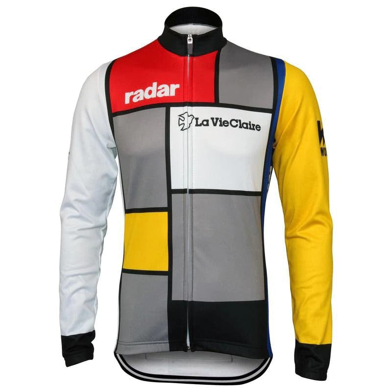 Montella Cycling Long Sleeve Men's Retro 1985 La Vie Claire Men's Long Sleeve Cycling Jersey