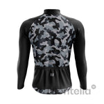 Men's Grey Camo Long Sleeve Cycling Jersey