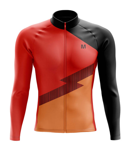 Men's Orange Side Long Sleeve Cycling Jersey – Montella EU