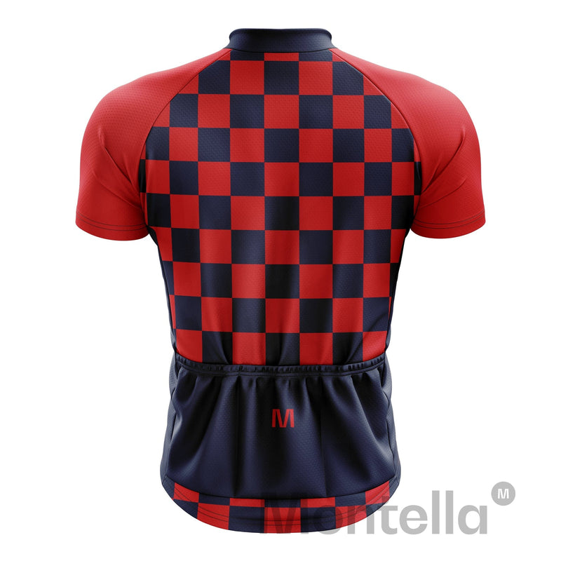 Montella Cycling Men SS Jersey Men's Red Squares Cycling Jersey